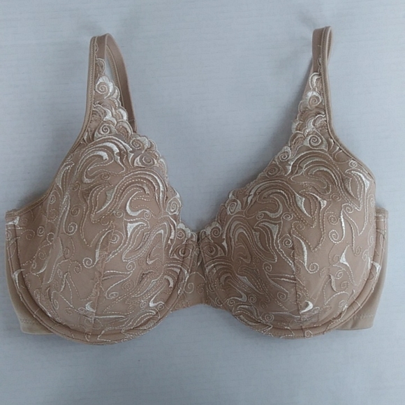 Playtex Secrets Side Smoothing Embroidered Underwire Bra 36DD Nude Tan - Picture 1 of 15